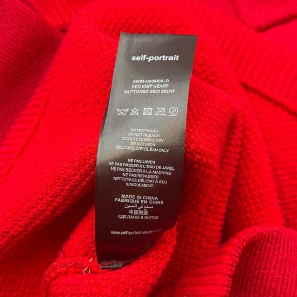 🆕 SELF-PORTRAIT 🧿 NWOT Red Knit Heart Buttoned Cardigan + Midi Skirt Set Sz M - Picture 13 of 15